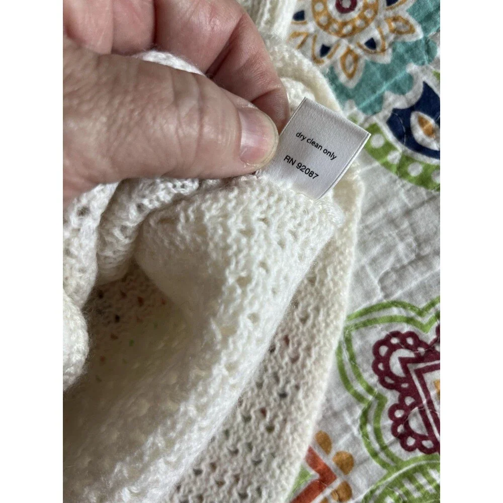 Blue Saks Fifth Avenue Cashmere Cowl Neck Sweater Size Small Basket Weave